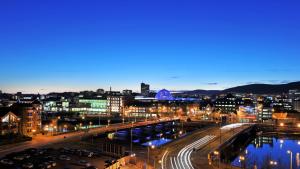 City with lights at night