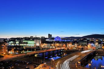 City with lights at night